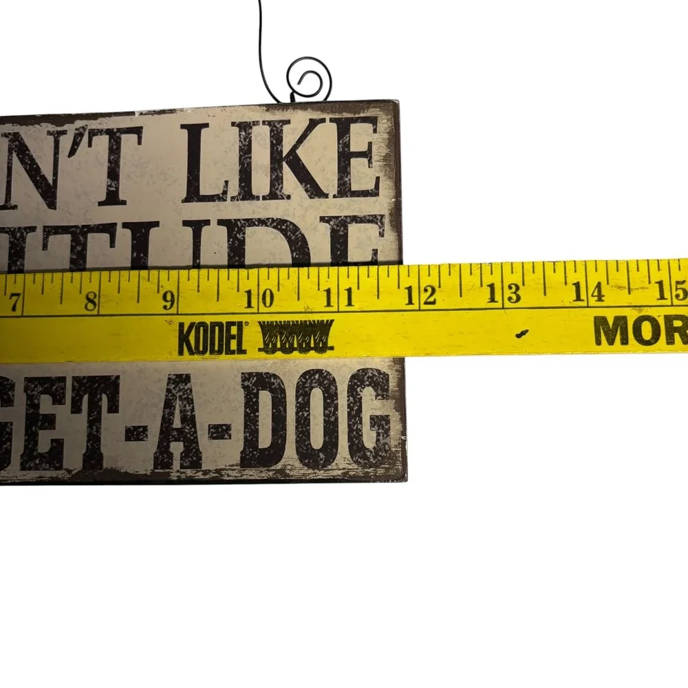 Catitude Funny Wood Box Sign Rustic Cat Lover Wall Decor 1-800-GET-A-DOG Distres